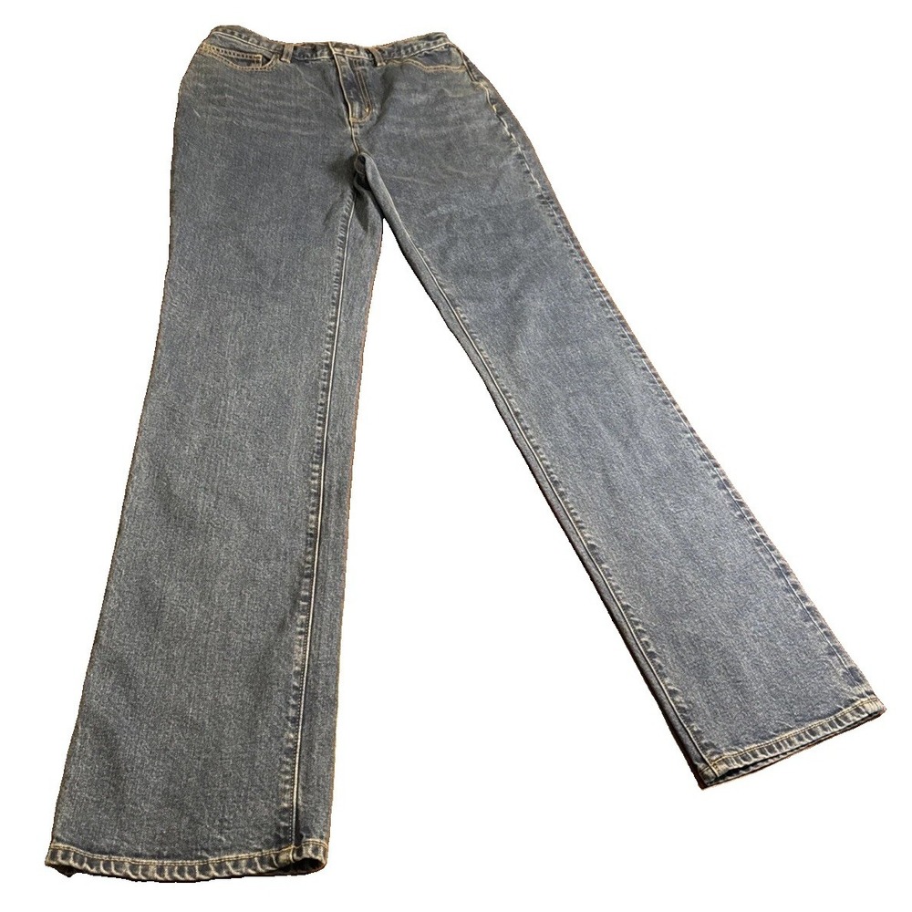 Lands' End High‎ Rise Straight Jeans Women's 6 Tall Blue Stretch Denim